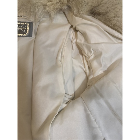 Vintage Saga Blue Fox Finland Stroller Fur Jacket White Silver Size L Beautiful! - Picture 10 of 16